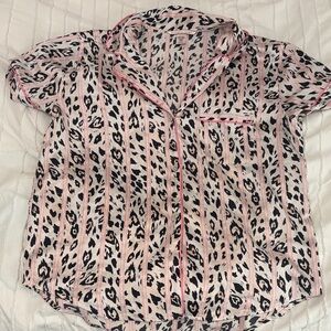VS Pink and Black Leopard Print Pajama Top